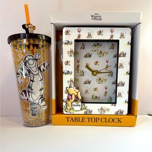 Disney Winnie the Pooh Table Clock and Tigger Tumbler Set